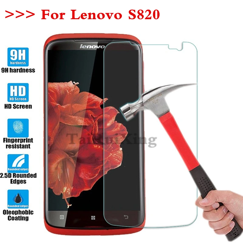 

(TaiRuiXing) Screen Protector Film 0.3mm 9H 25D Front Premium Tempered Glass For Lenovo S820 S 820 Cover
