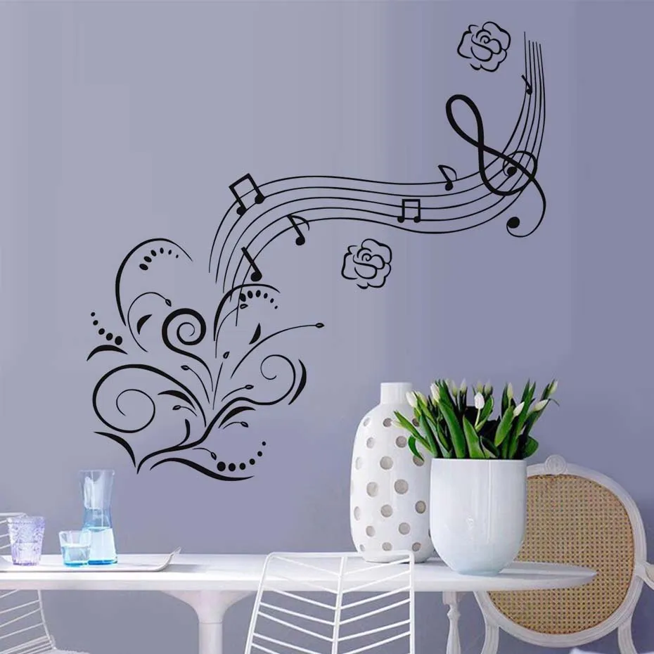 Musical Notation Flower Wall Stickers Pvc Material Waterproof Diy Vinyl Music Wall Poster For Kids Rooms Decoration Mural Art Musical Notation Flower Wall Stickers Pvc Material Waterproof Diy Vinyl Music Wall Poster For Kids Rooms Decoration Mural Art