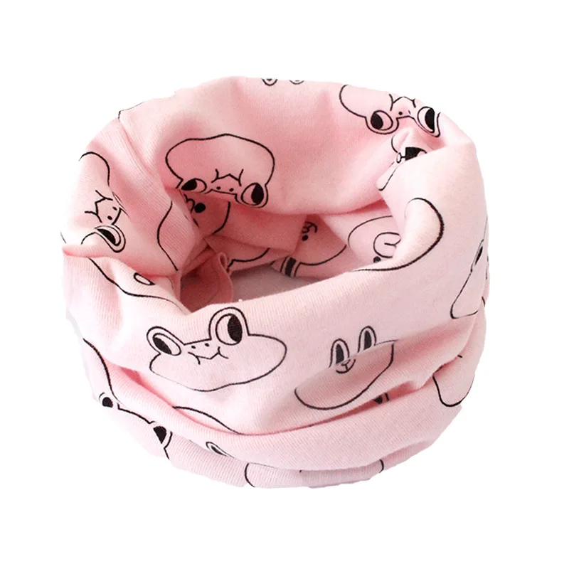 Зимний теплый детский шарф с рисунком якоря и звезды, воротники с круглым вырезом, хлопковый детский шейный платок, одежда для детей до 5 лет - Цвет: pink frog
