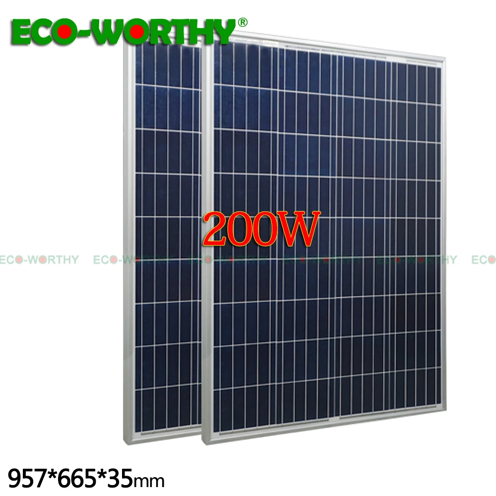 

ECO 200W 18V monocrystalline Solar Panels system 100w*2pcs for 12v Battery off Grid System Solar System 12v solar Chargers 100W