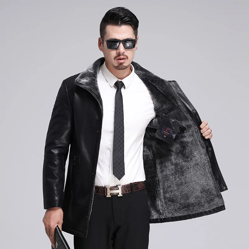 

New Fashion 2018 Man Fur Coat Man Winter Clothes Cashmere Thickening Coat Leather Jacket Keep warm Youth Business Casual M-XXXL
