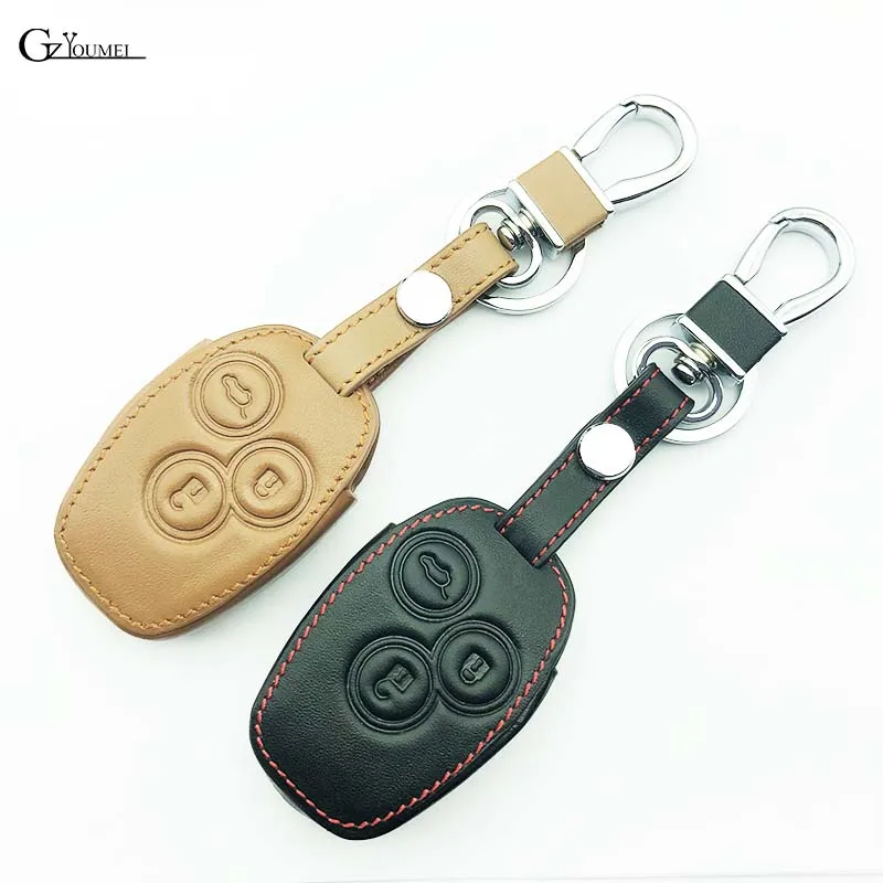 

High Quality Leather Car Key Cover Key Chain for Renault / Opel Vivaro Movano Car Shield, 3 Button Leather Car Remote Key Box