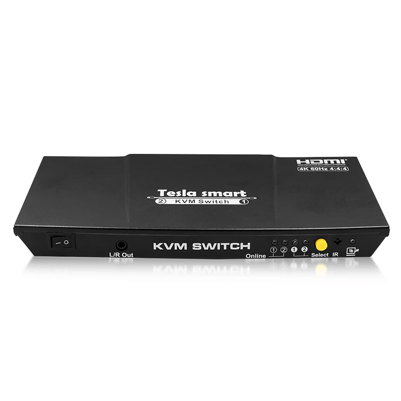 

DHL Free 10 Pcs Black Tesla smart HDMI 4K@60Hz HDMI KVM Switch 2 Port USB KVM HDMI Switch Support 4K*2K@60Hz Extra USB2.0 Port