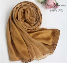 Oversized Shawls Fashionable 2016 100% Satin Silk Long Tartan Patchwork Head Wrap Scarf Luxry Gold Silk Scarves Pashminas