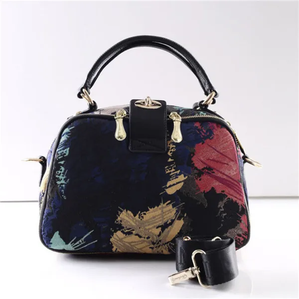 Новая версия, водонепроницаемая нейлоновая Наплечная Сумка, женская сумка, сумка на одно плечо, простая маленькая сумка для отдыха, цветная сумка - Цвет: Golden Leaf Black