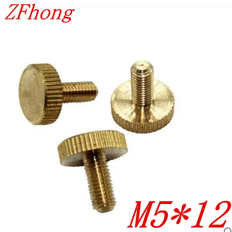 10PCS M5 x 12mm Brass Handle twist knurled Screws Flat Heads Copper