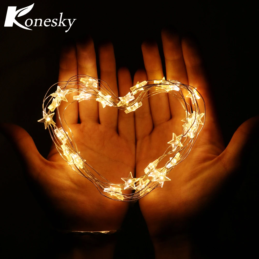 

Konesky Copper Wire String Lights Star Decorative Craft Light Low Heat Generating for Square Garden Indoor Decoration Outdoor