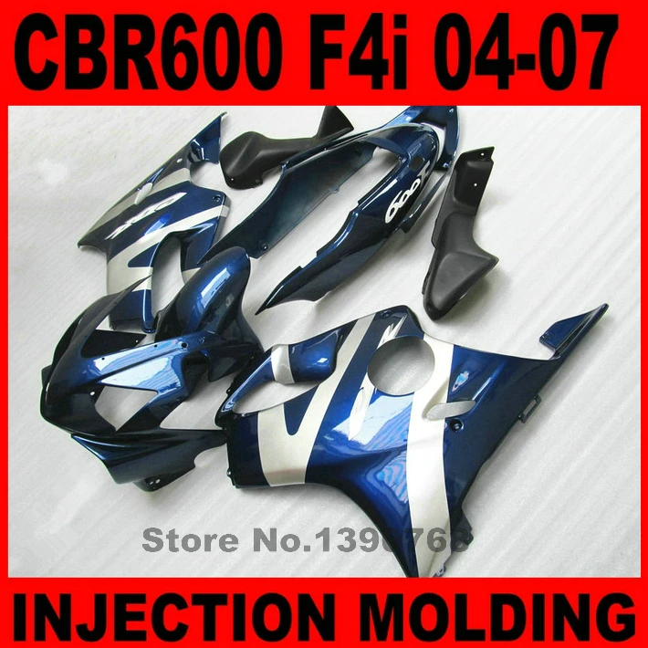 

Injection molded motorcycle fairings for HONDA CBR 600 F4i 04 05 06 07 CBR600 2004-2007 silver blue fairing kit BG49