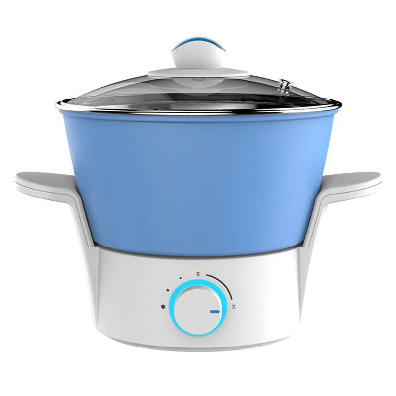 Мода сплит дизайн 1.1L Многофункциональный Электрический сковороде электрическое отопление чашки лапшу горшок маленький горшок с полимерным покрытием, сталь - Цвет: Синий