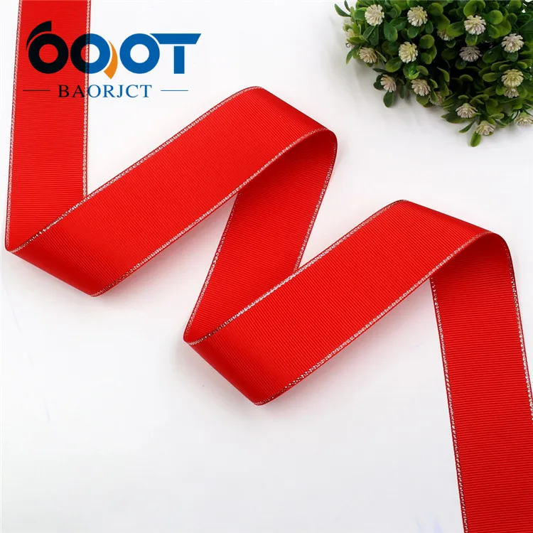 OOOT BAORJCT I-19316-595 38 мм 10 ярдов Серебряный двусторонний grosgrain ленты, DIY лук кепки аксессуары и украшения - Цвет: I-19316-608