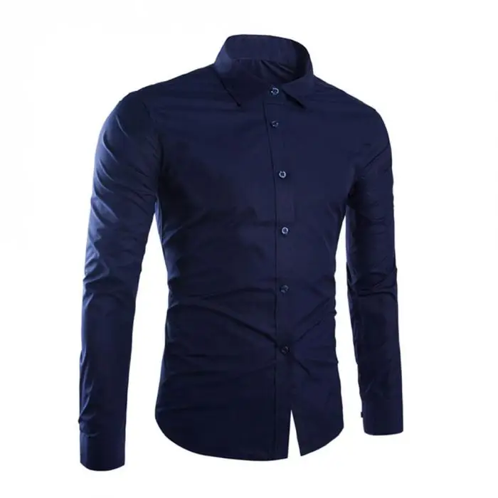 Spring Autumn Men Shirt Long Sleeve Solid Color Easy-care Anti Crease Man Casual Shirts M-3XL GDD99