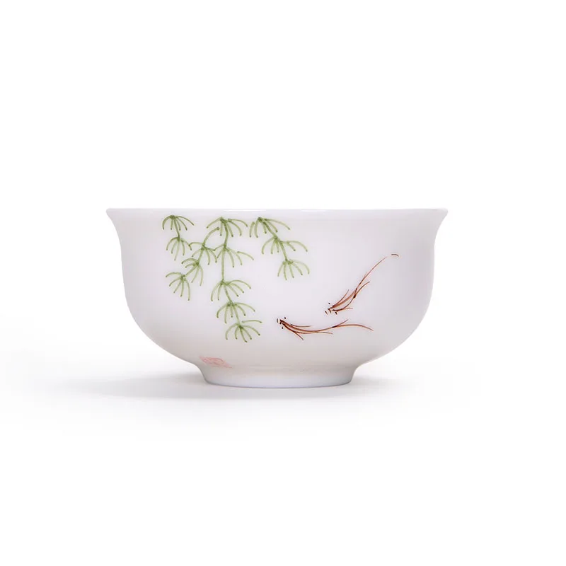 Китайский стиль тонкая ручная работа маленькая чайная чашка кунг-фу Цзиндэчжэнь грубая керамическая чайная чаша Ручная роспись чашка с лотосом - Цвет: 12