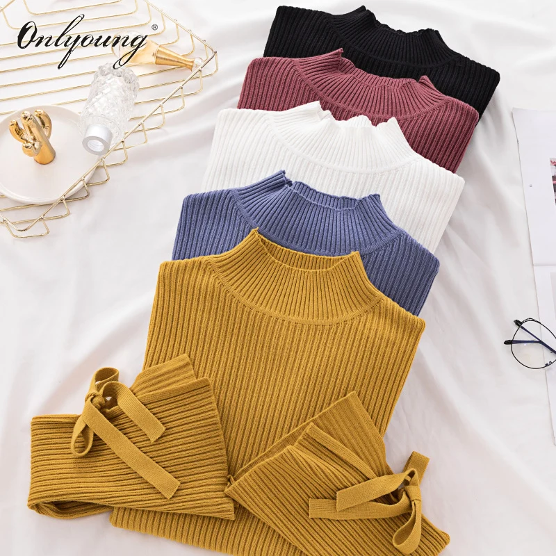 

Onlyoung 2019 Autumn Winter Women Turtleneck Sweater Yellow Jumper Cute Girl Slim Warm Female Sweater Cashmere Knitted Pullover
