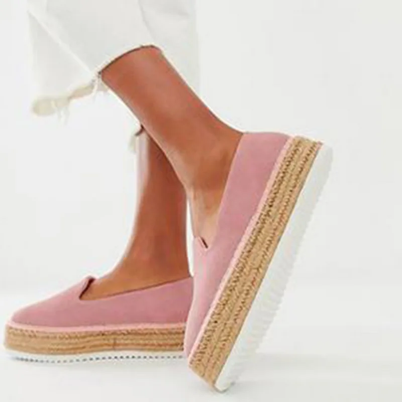 

ADISPUTENT Women Faux Suede Espadrilles Shoes Slip-on Loafer Casual Platform Flats 2019 Ballet Flats Ladies Shoe Zapatos Mujer