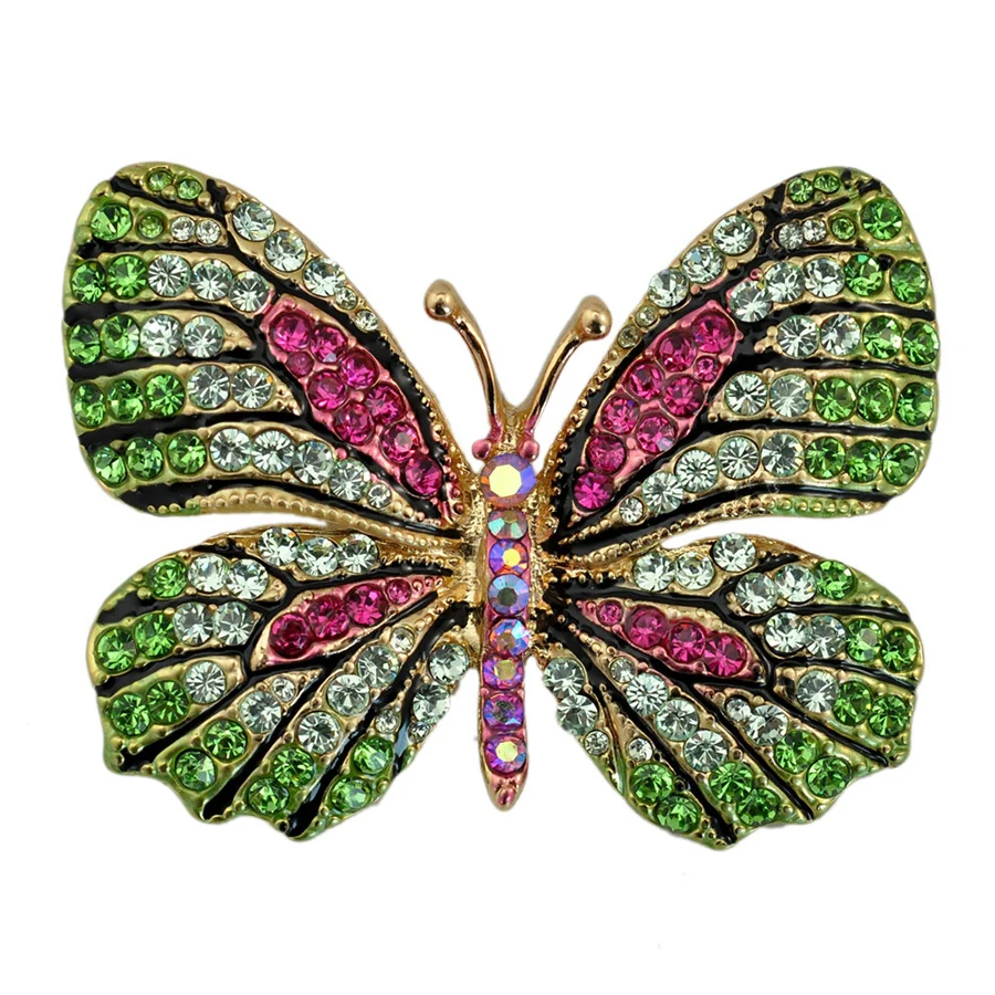 

Charm Fashion Jewelry Rhinestone Colorful Butterfly Large Brooch Pins For Woman Collar Corsage Brooches Lover Gift Brosche XZ023