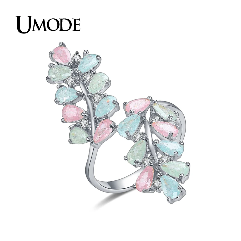 UMODE брендовые яркие цветные кольца для женщин новейшие белые золотые CZ