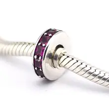 Подходит Pandora Браслеты Eternity серебряные бусины с Королевский Фиолетовый Кристалл 925 пробы серебро талисманы DIY 09278D