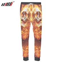 UJWI мужские брюки для пробежек Новое поступление 3d принт череп с пламенем тренировочные штаны-шаровары для мальчиков повседневные Хип Хоп брюки для улицы карман 4XL