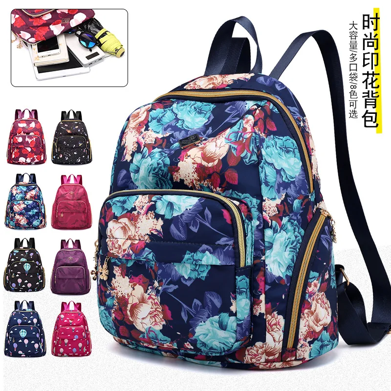 

S-7025# New Fashion Summer Women Bag New color fabric lightweight Shoulder bag nylon Small Print Backpack
