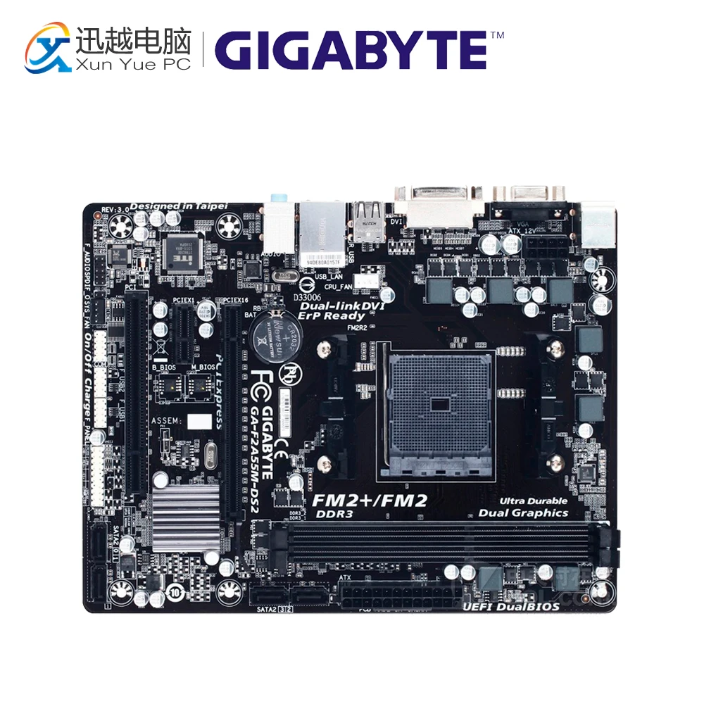 

Gigabyte GA-F2A55M-DS2 Desktop Motherboard F2A55M-DS2 A55 Socket FM2 64G DDR3 SATA2 USB2.0 Micro ATX