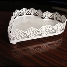 Сердце-образный кружева Свадебный кекс лоток кованого железа фруктовые закуски десертный поднос с выдалбливают край