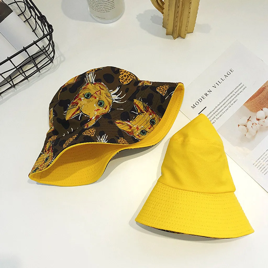 Sun Hats For Men Women Printing Double-sided Wearing Visor Travel Folding Basin fishing Hat Summer Chapeau Femme Gorra Hombre