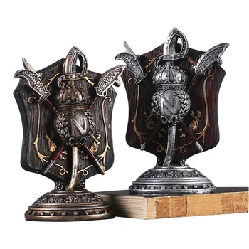 

European Retro Resin Shield Ornaments Crafts Vintage Shield Figurines Creative Personality Home Decor Window Display Props Gifts