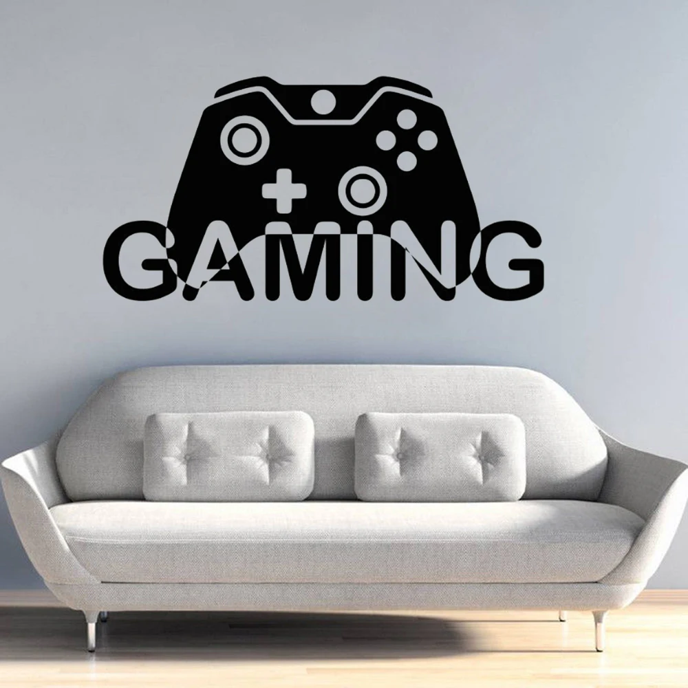

Video Game Wall Decal Gaming Gamepad Design Wall Sticker Home Interior Decor Boys Playroom Vinyl Wall Sticker Gamer Mural AY1106