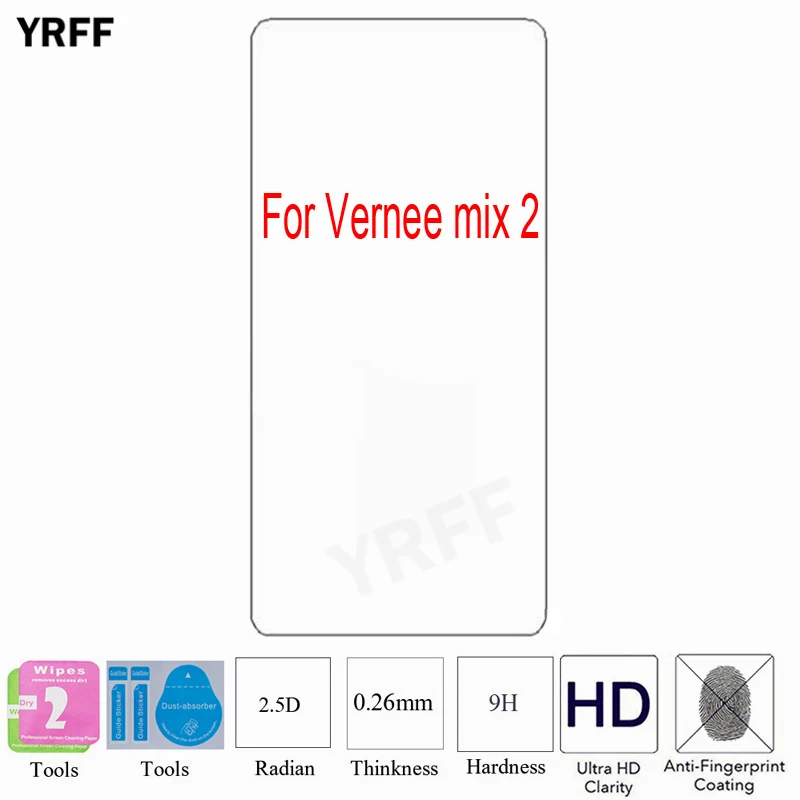 

2PCS For Vernee mix2 Glass Protective 2.5D 0.25mm 9H Tempered Glass Screen Protector Protective Film For Vernee mix 2 Free Tools