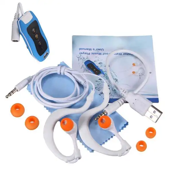 MAHA 8GB MP3-плеер для плавания, подводного плавания, спа+ fm-радио, водонепроницаемые наушники для серфинга, белый/синий/зеленый/розовый/черный/оранжевый - Цвет: Синий