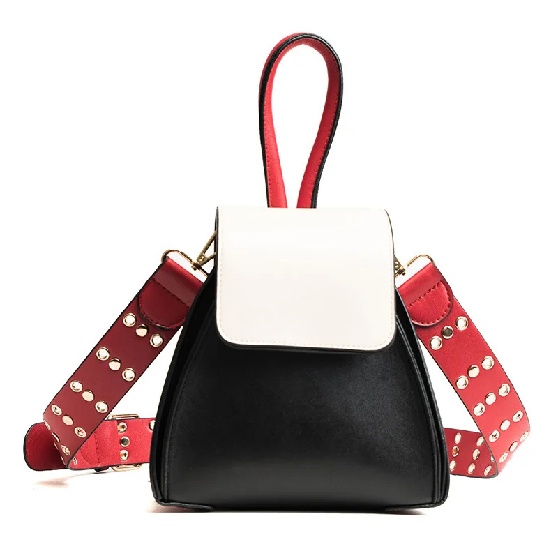 

Punk rivet bag pu black leather Crossbody bags New Design Luxury shoulder bag women messenger and handbags