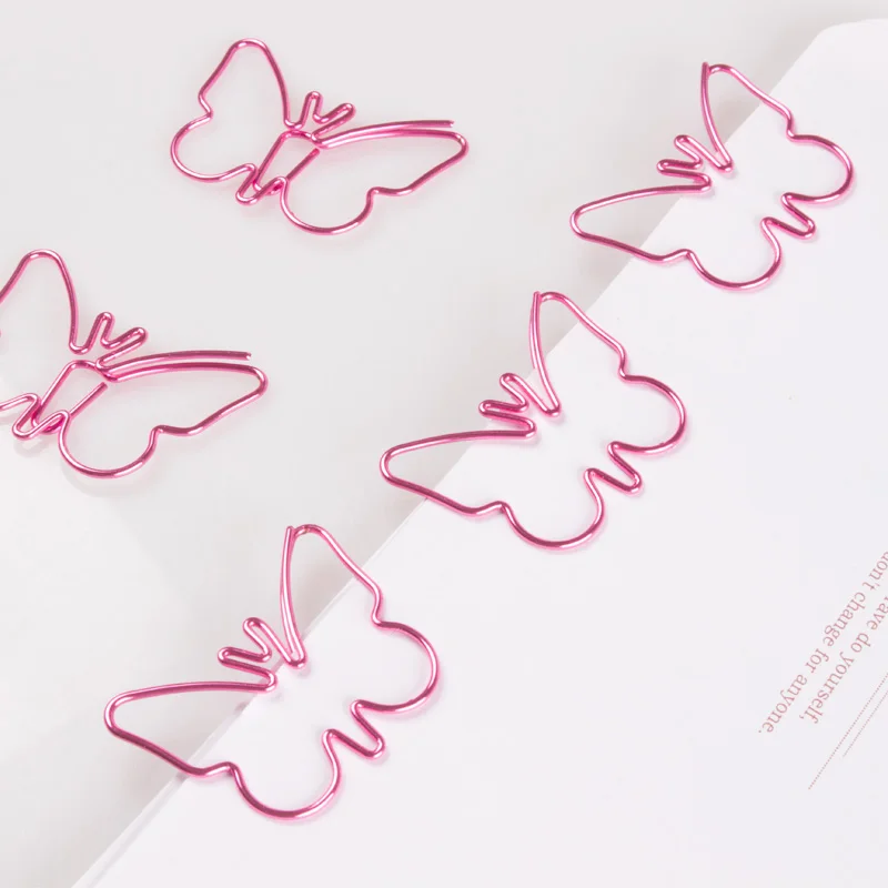 Розовый в форме бабочки зажим для бумаги милый металлический зажим для бумаги Cucurbit скрепки декоративные Kawaii канцелярские принадлежности розовый зажим для бумаги