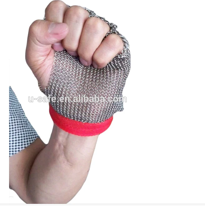 

Seafood glove half palm chain mail oyster glove stainless steel metal mesh glove shuck food glove