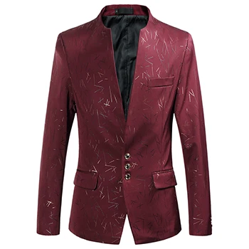 Мужские весенние и осенние модные блейзеры, высокое качество, стоячий воротник, мужские пиджаки, мужские деловые пальто, рабочая одежда, мужские платья - Цвет: Красный