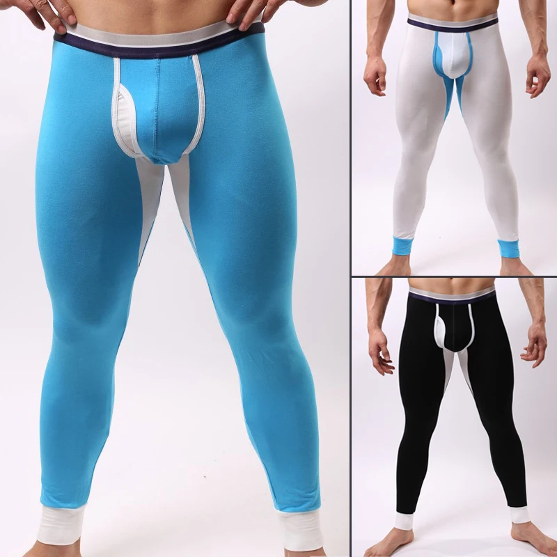 2015 Modal Thermal Underwear Sexy Men Long Johns Silver Tights Mens