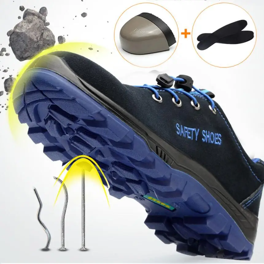 أحذية الرجال حذاء برقبة للعمل الربيع تنفس غطاء صلب لأصبع القدم مكافحة تحطيم مكافحة ثقب في الهواء الطلق الدانتيل متابعة البقر المدبوغ أحذية أ...