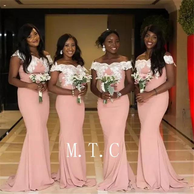 Cheap Cheap 2019 Pink Long Bridesmaid Dresses Boat Neck Off The Shoulder Mermaid Wedding Party Gowns Custom Made Maid Of Honor Dress Cheap Cheap 2019 Pink Long Bridesmaid Dresses Boat Neck Off The Shoulder Mermaid Wedding Party Gowns Custom Made Maid Of Honor Dress