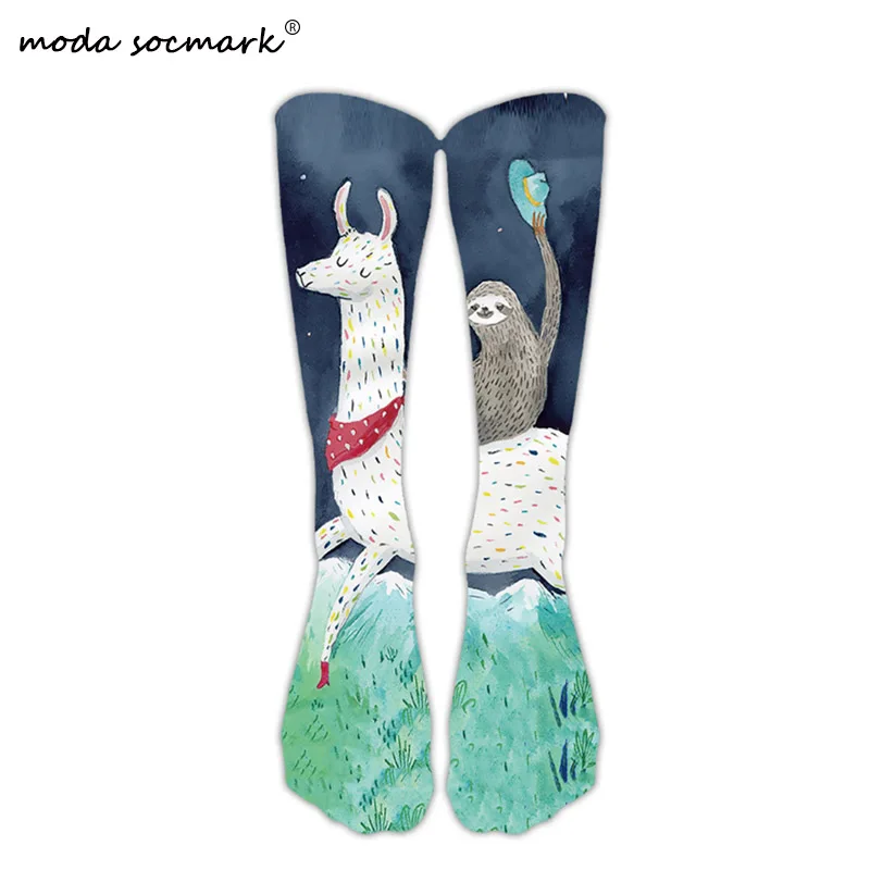 Moda socmark, новинка, 3D принт, для взрослых, Мультяшные носки с единорогами, унисекс, длинные носки, эластичные дышащие носки, модные, счастливые мужские носки