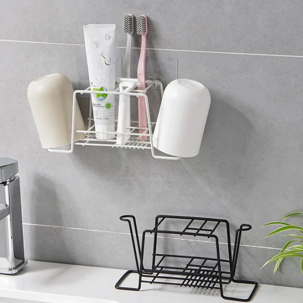 

Household Toothbrush Toothpaste Storage Holder Bathroom Teeth Brushing Cup Mug Cup Drain Rack Bathroom Sundries Organizer
