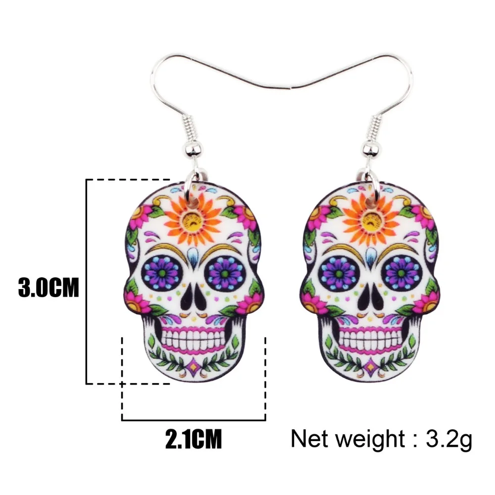 Bonsny Orecchini Pendente A Goccia In Acrilico Con Teschio Per Halloween, Gioielli Punk Per Donne, Ragazzi E Bambini. Design Unico, Leggeri E Sicuri, Senza Nichel. Idea Regalo Perfetta. - 5