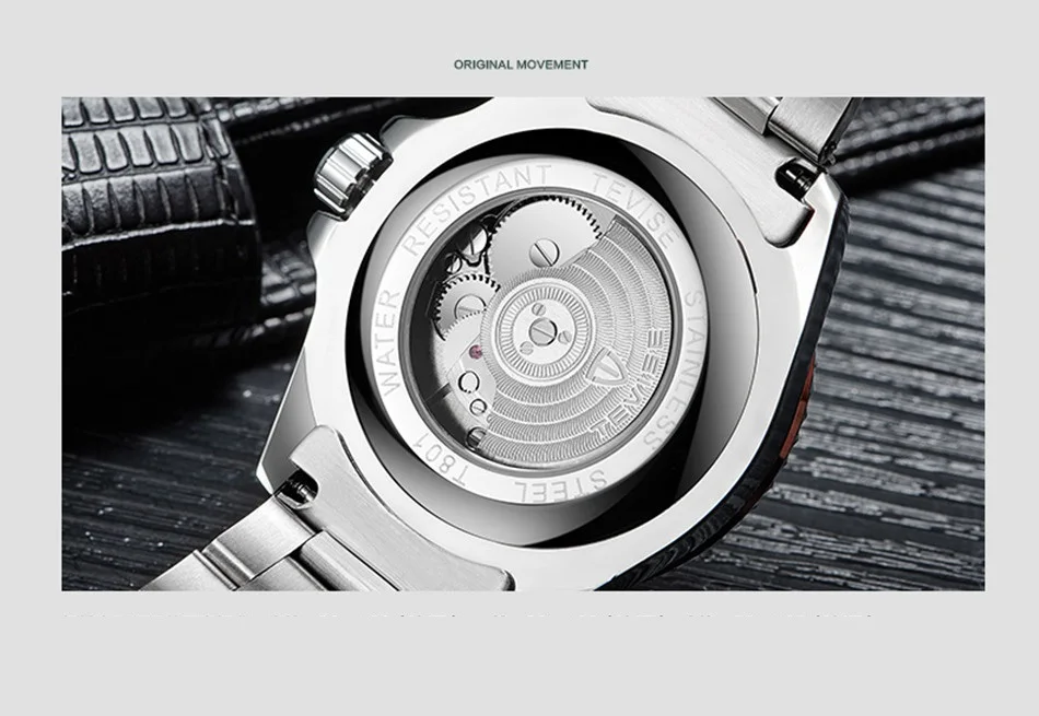 TEVISE Green Watch Men Automatic Mechanical Anti-Scratch Rotatable Outer Ring Waterproof Luminous Mens Watches Top Brand Luxury most accurate mechanical watch