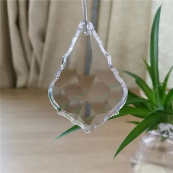 

100mm Clear Crystal Glass Maple Leaf Shape Pendants For Chandelier Parts Suncatcher Lighting Hanging Drops