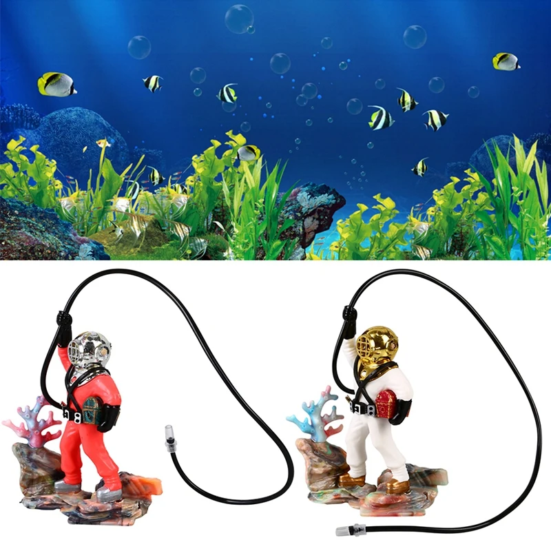 Aquarium Fish Tank Ornament Sea Treasure Diver Hunter Air Action
