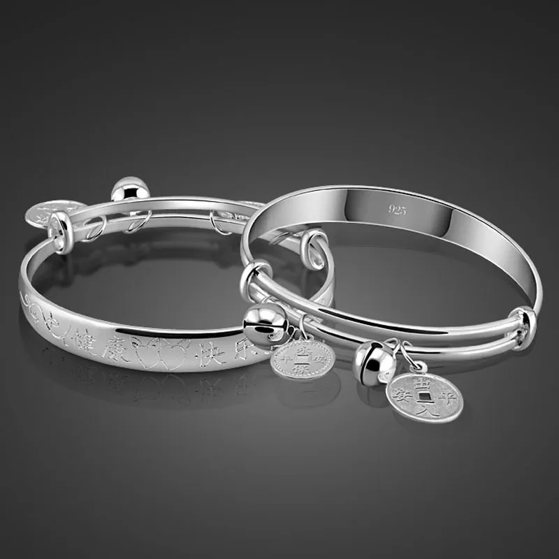 Chinese style sterling silver children's bracelet.Solid 925 silver bracelet baby.Lovely baby ...