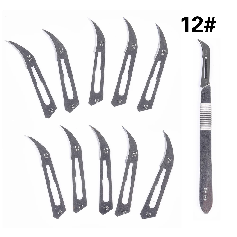 10 шт. лезвия для лепки с 1 нож скальпеля #11 #12 #15 # хирургический животных ручка