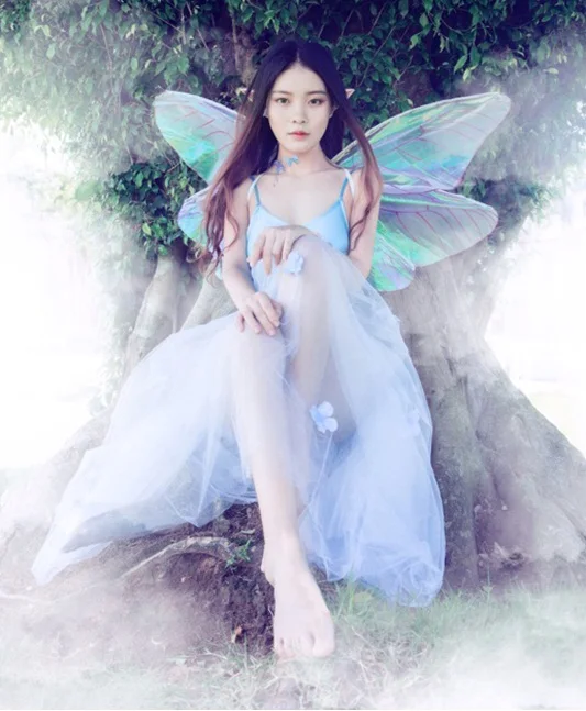 Фея Эльф принцесса ангел крылья бабочки для женщин девушки Хэллоуин вечерние костюмы для косплея сценическая фотография