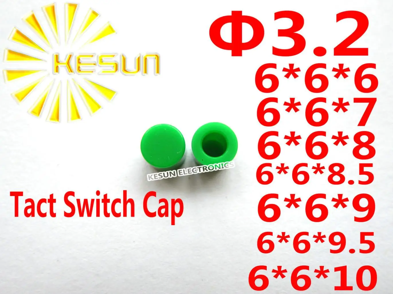 

FREE SHIPPING 100PCS GREEN Cap For 6X6 Tact Switch Push button Switch Micro Switch