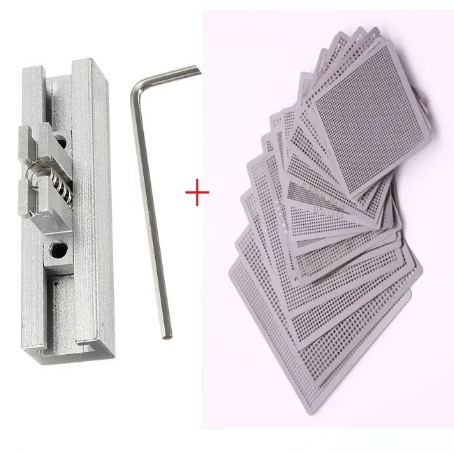 

10pcs Directly Heat BGA Rework Reballing Universal Stencil with Template Jig Holder Fixtures