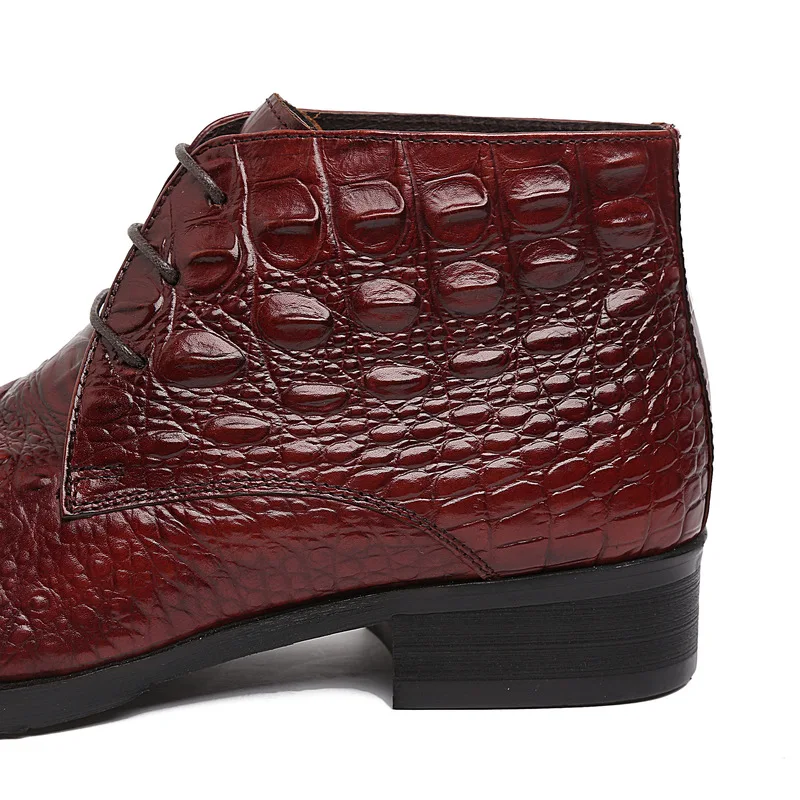 Большой размер EUR45 крокодиловая кожа черный/коричневый формальные свадебные туфли мужские ботильоны натуральная кожа Мужская Рабочая обувь