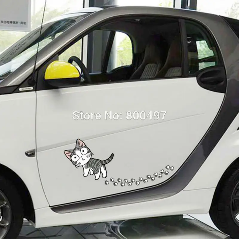 

Newest Car Styling Cute Cat Chi's Sweet Home Turning Back With Footprints Stickers Car Decals for Toyota Chevrolet VW BMW Lada
